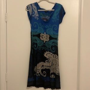 Desigual dress, size S, blue and back